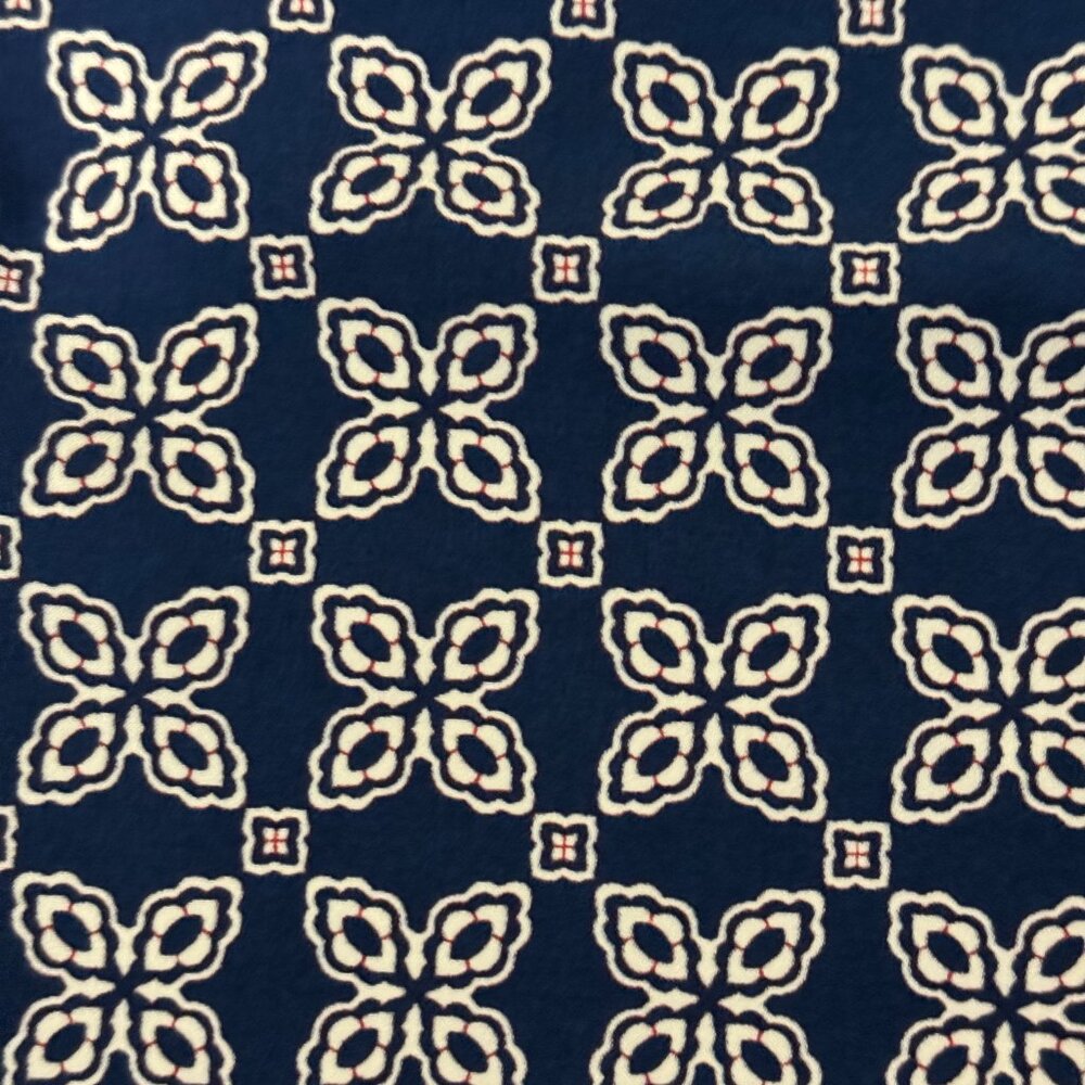 J. Crew Factory Printed Short-Sleeve Blouse Navy Blue White EUC - Picture 5 of 8